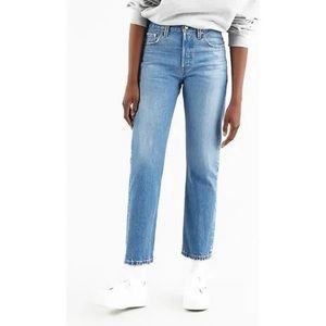 Levi’s 501 Cropped Sz 27/4 “Athens Day to Day” Medium Blue Jeans *irregular*